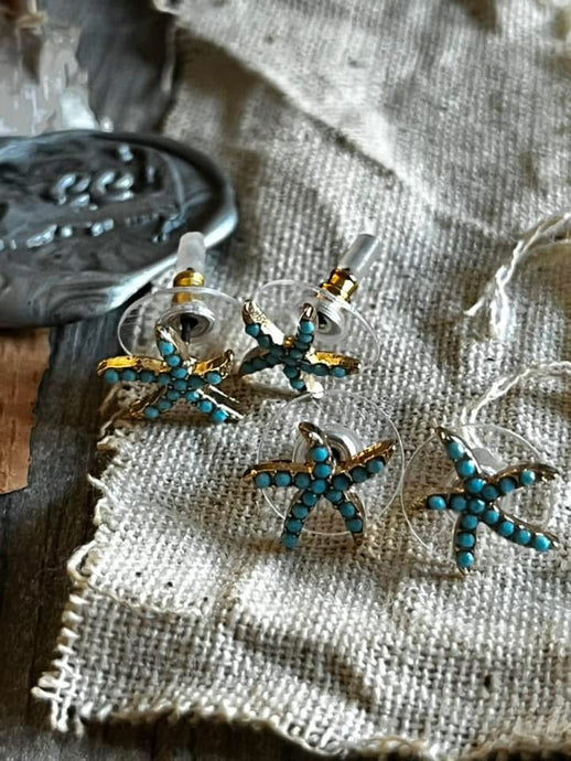 Turquoise Starfish Studs