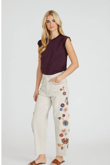 Parker Wide Leg- Floral Swirl Driftwood