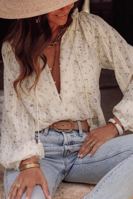 Forget Me Not Peasant Top