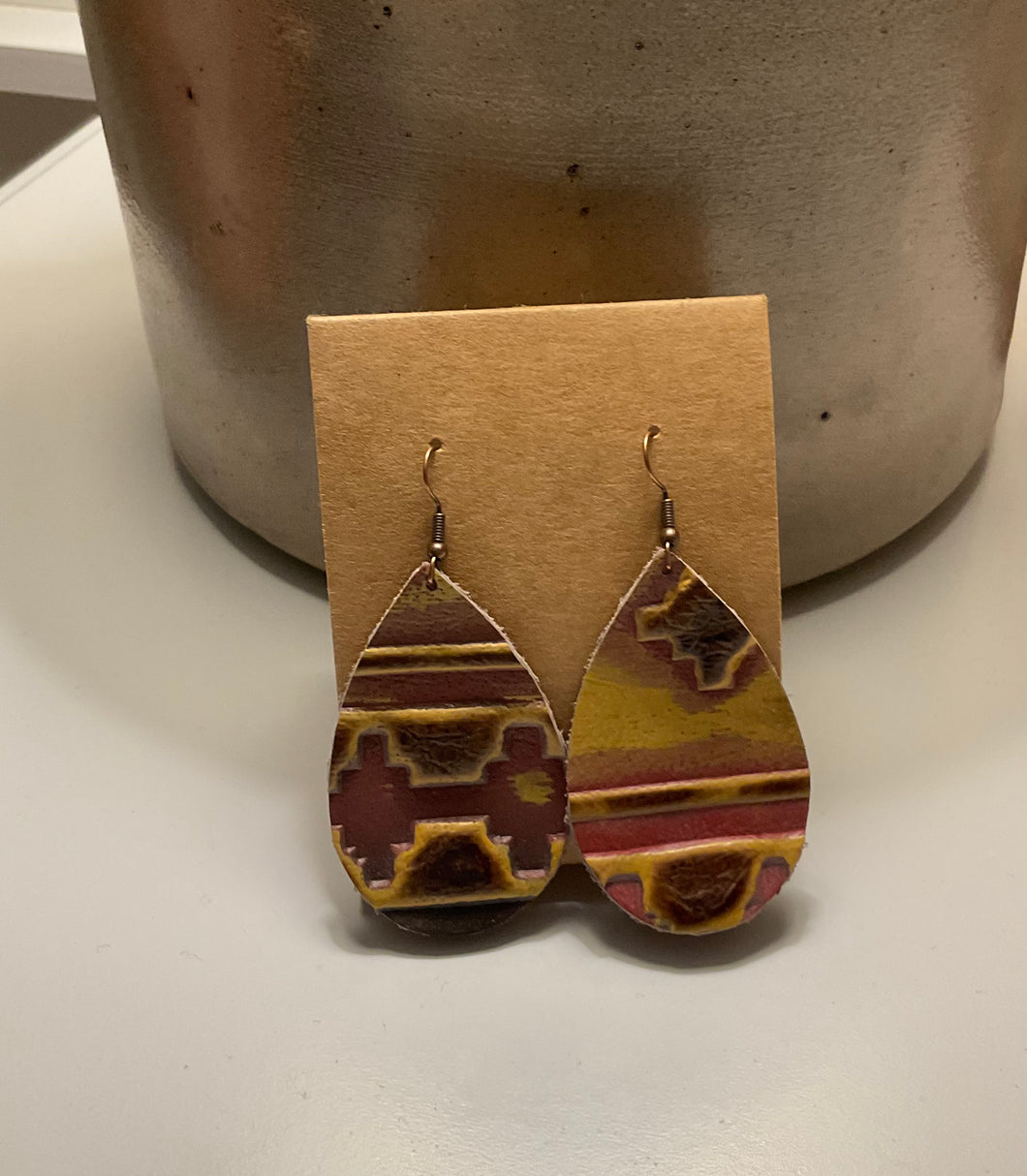 Leather Teardrop Earrings