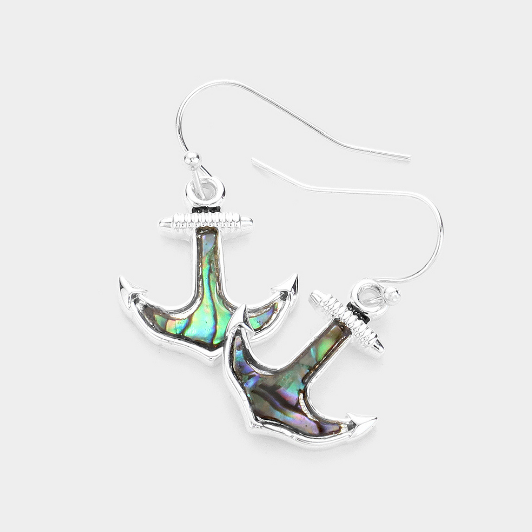 Anchor Abalone Earrings