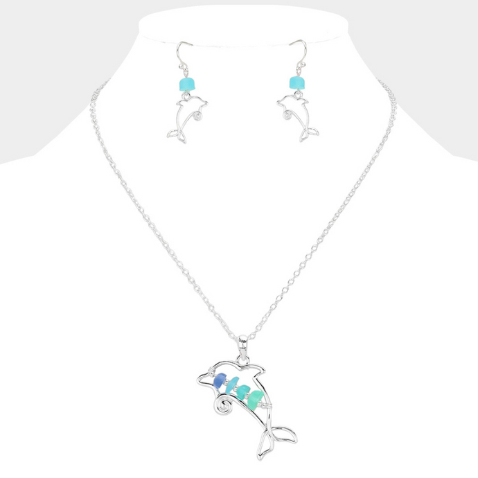 Sea Glass Earring & Necklace Set