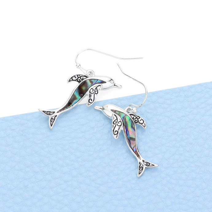 Abalone Dolphin Earrings