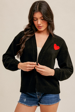 Heart Patch Cardigan-SMALL ONLY