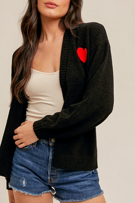 Heart Patch Cardigan-SMALL ONLY