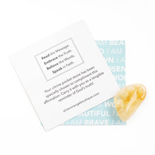 Affirmation Gems, scriptural card and crystal pocket stone