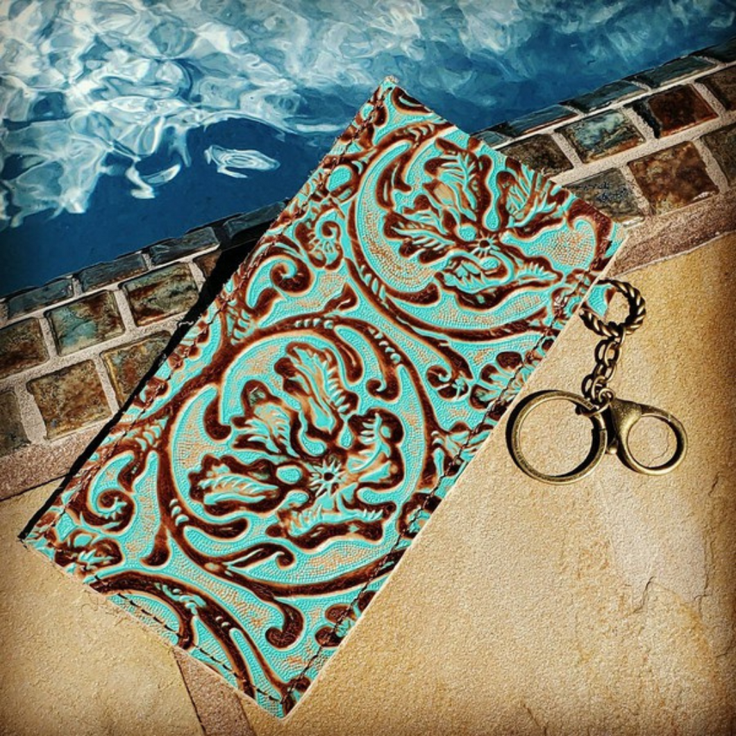 Turquoise Genuine Leather Glasses Case - Mermaids on Cape Cod-Official Mermaid Gear